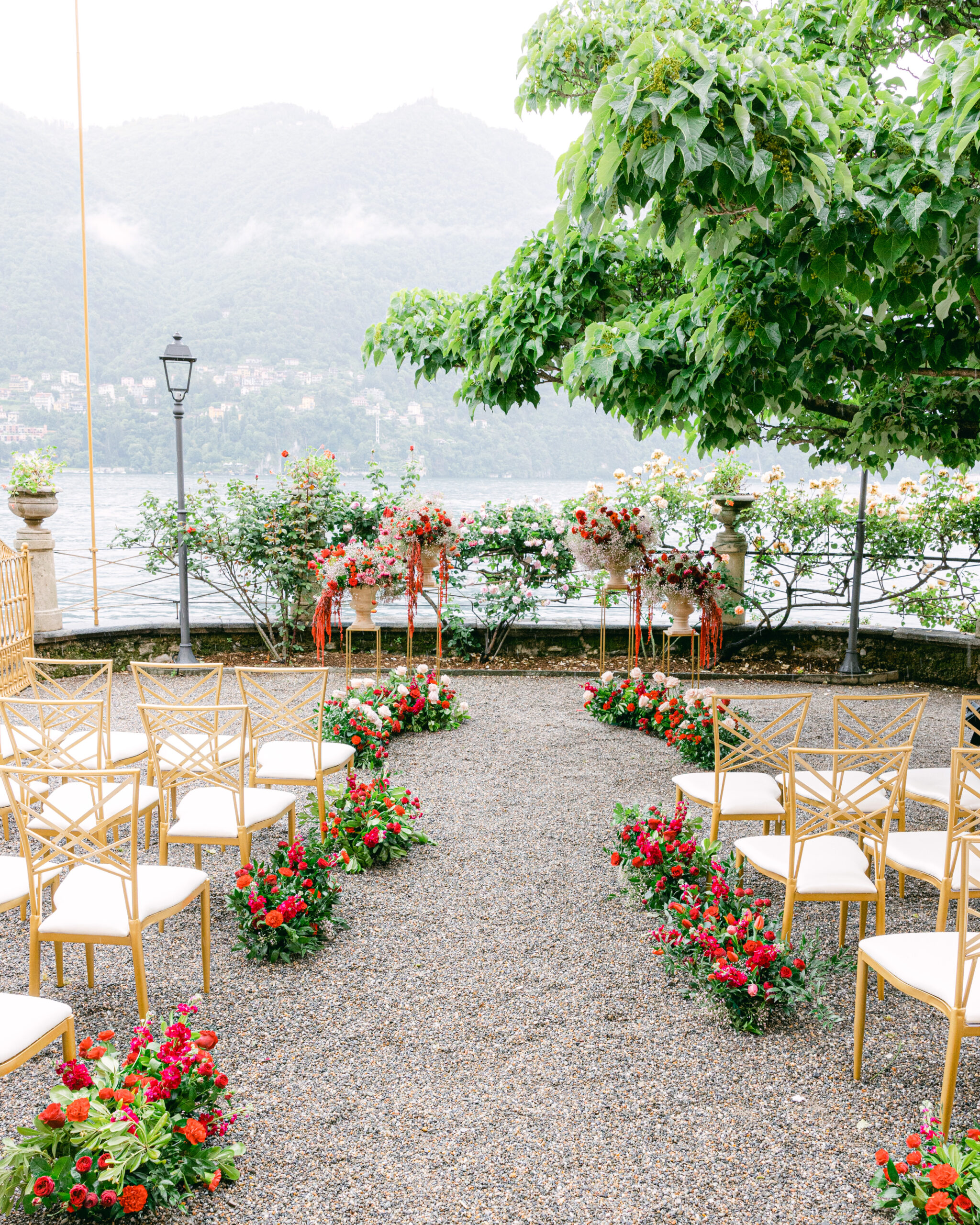 Outdoor wedding ceremony at Villa Pizzo on Lake Como