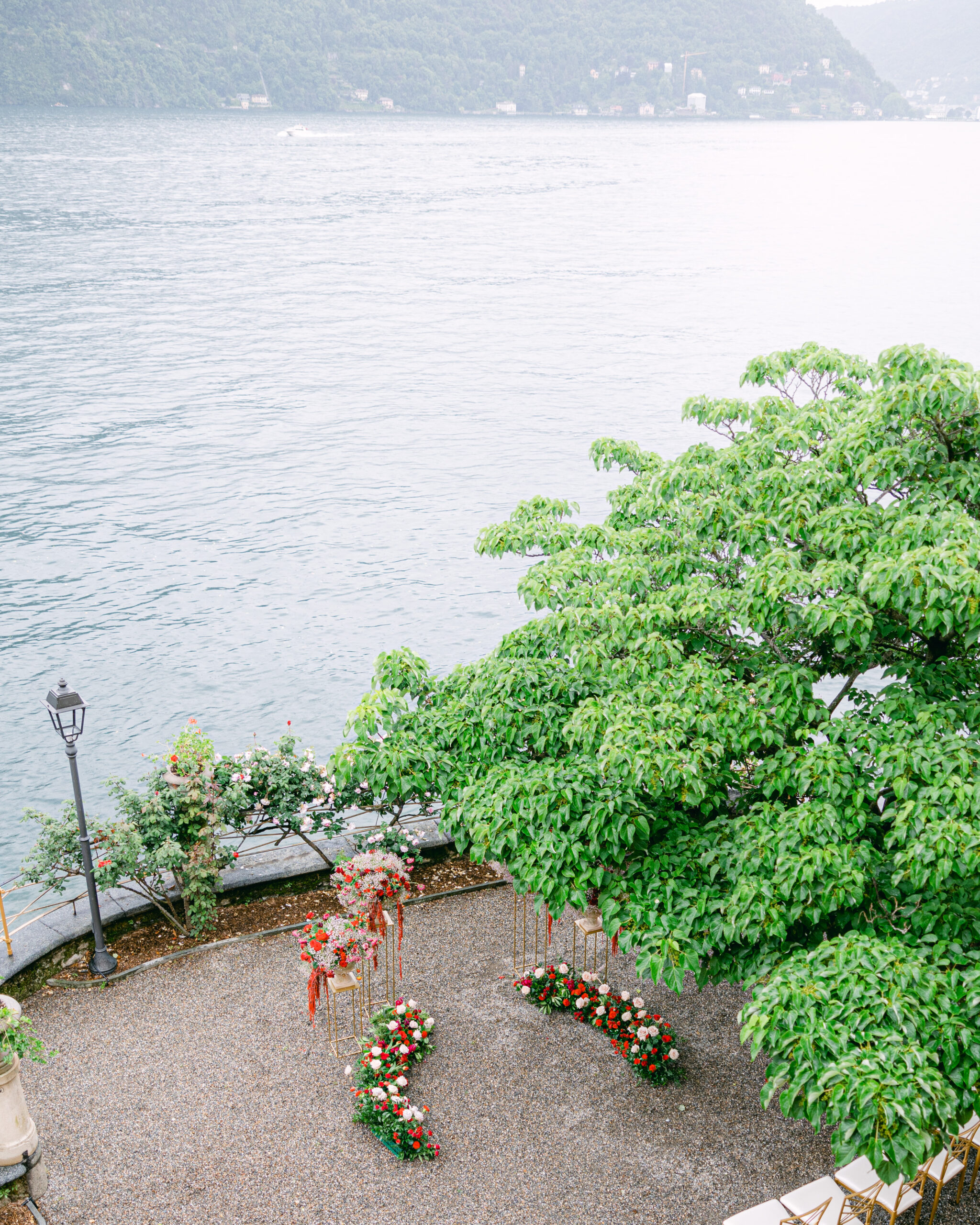 Outdoor wedding ceremony at Villa Pizzo on Lake Como