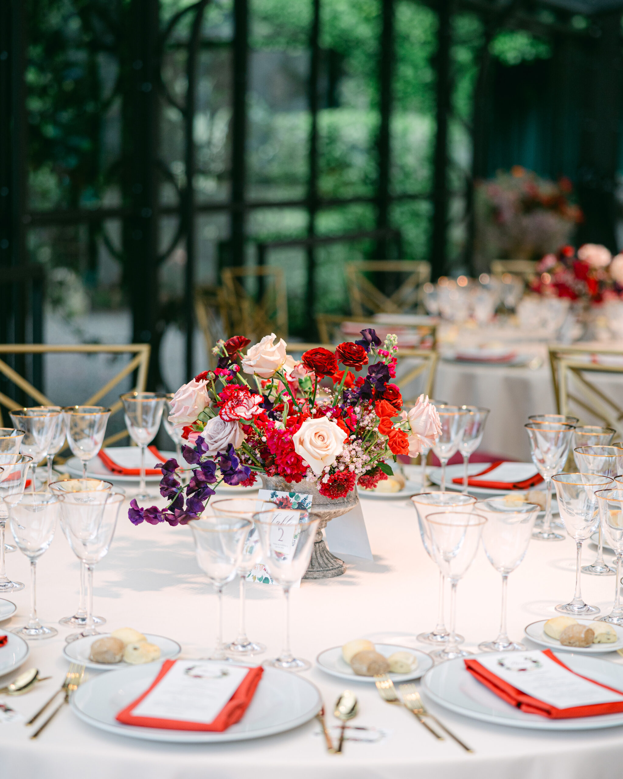 Wedding styling in glass marquee at Villa Pizzo on Lake Como